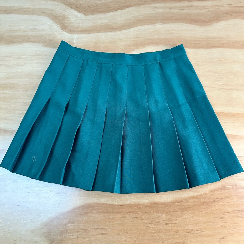1970s vintage Hunter green pleated tennis skirt • waist: 31-32”